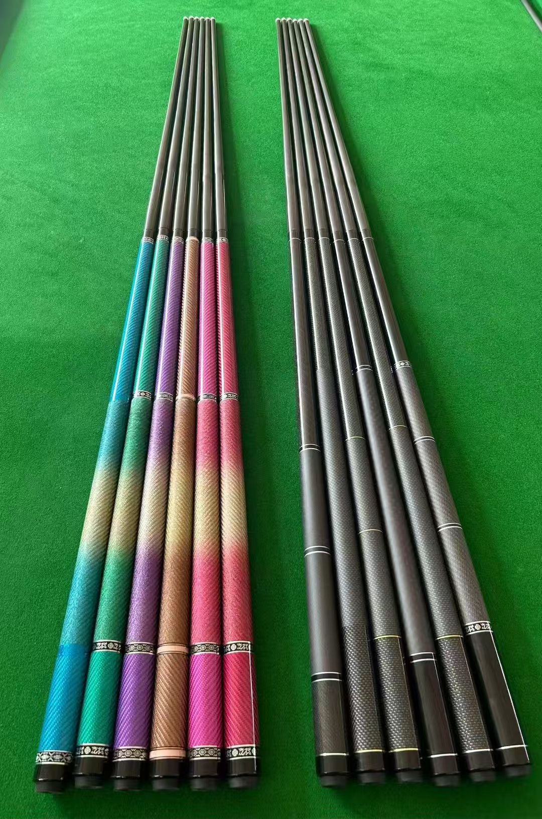 Cheval Carbon cue collection in custom colors