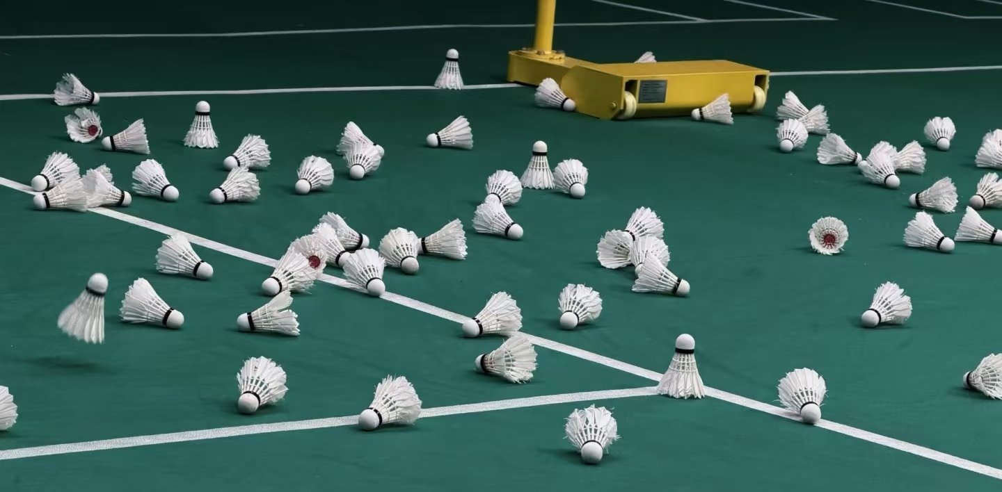 G7 duck feather shuttlecocks on a badminton court
