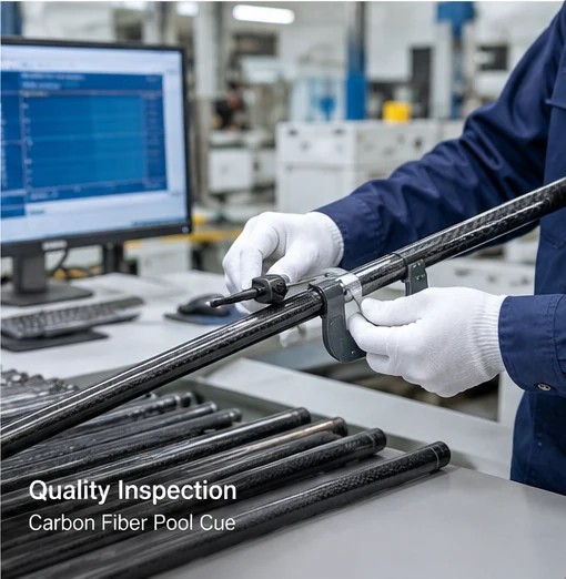 Carbon fiber pool cue manufacturing quality inspection