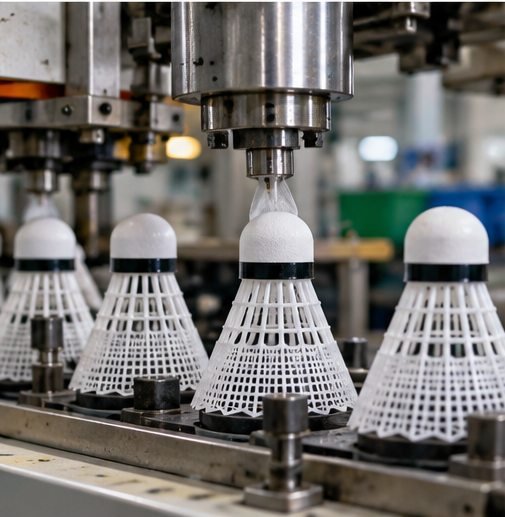 Automatic nylon shuttlecock manufacturing equipment in badminton factory