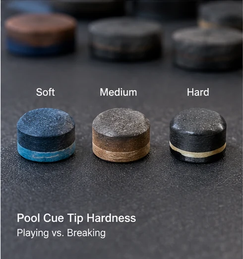 Pool cue tip hardness comparison for playing and breaking